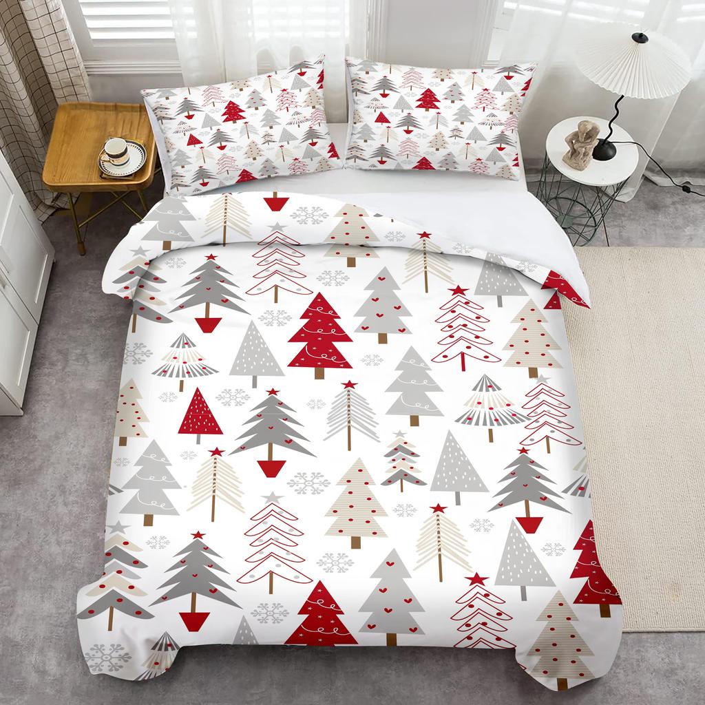 Christmas Pine Tree Snowflakes 3d Printed Duvet Cover set Christmas Style Bedding Set Soft Comfortable Quilt Cover Pillowcases