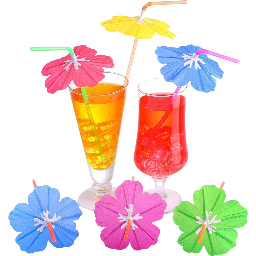 100 Stück Regenschirm Trink Cocktail Sommer Hawaii Party Getränkedekorationen Partyzubehör Bunt ( )