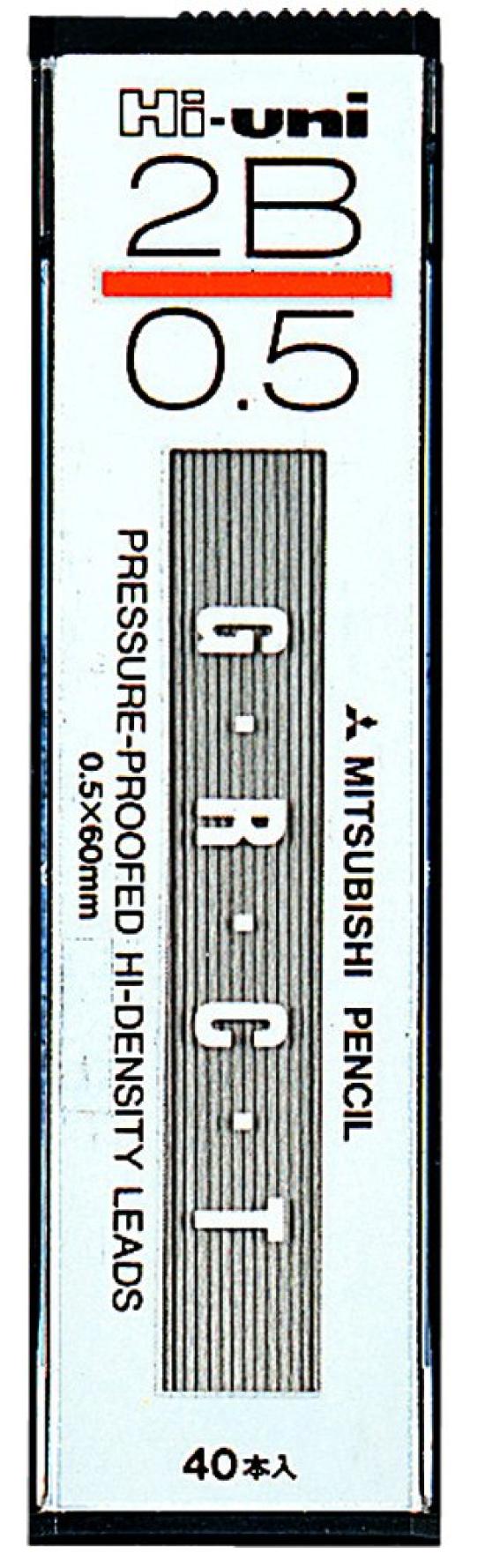 

Карандаш механический Mitsubishi Pencil, грифель высокий Uni 0,5 2B 10 штук HU053002B