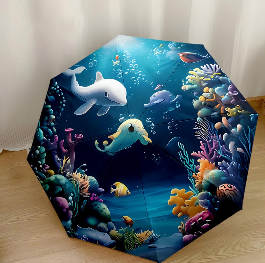 Delfini Carini Ombrello Automatico Compatto da Viaggio con 8 Stecche Leggero Ombrello per Tutte le Stagioni per Viaggio Accessorio alla Moda