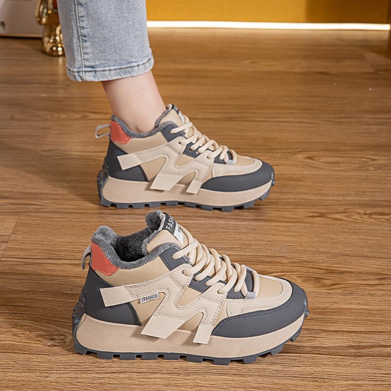 Forrest Gump Schuhe Damen Herbst und Winter Samt Mädchenschuhe Vielseitige Plateausohle Studenten Rutschfeste Lässige Sportschuhe