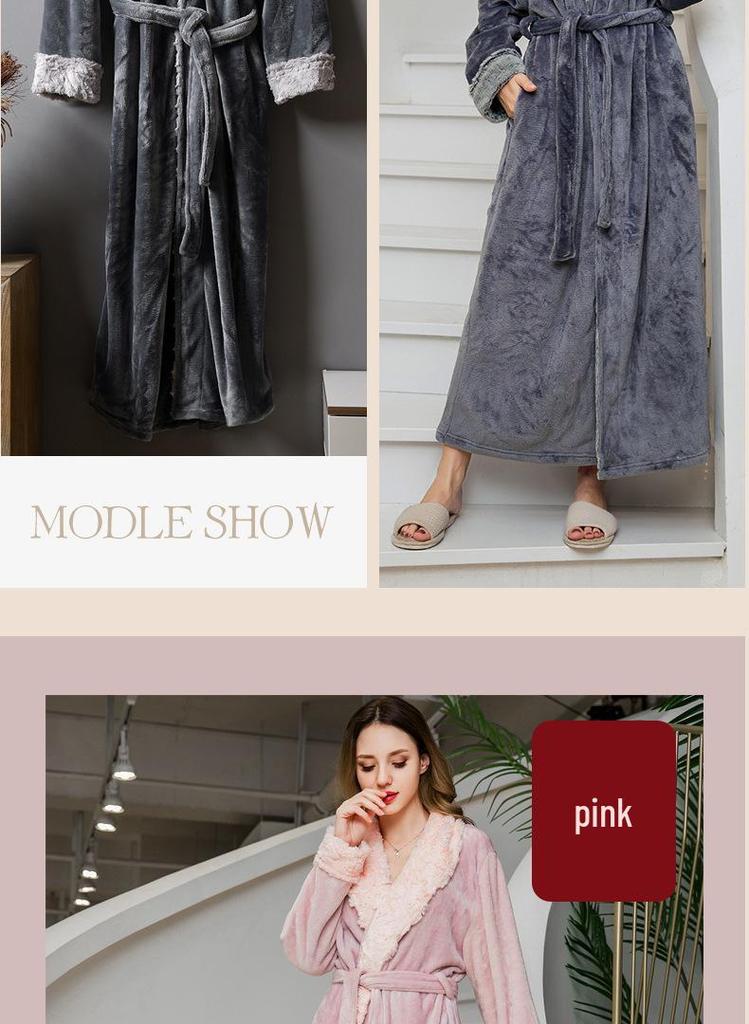 Robe de pyjama en flanelle d'hiver 2021 pour femmes et couples avec col en fausse fourrure