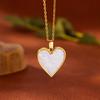 White Acrylic Heart Pendant Stainless Steel Necklaces For Women Gold Color Aesthetic Heart Pendant Necklace  Trendy Jewelry