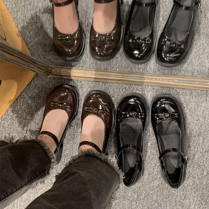 French One-word Buckle with Platform Thick Heel Mary Jane Single Shoes Women's 2025 Summer New Versatile Bow High Heel Small Leather Shoes