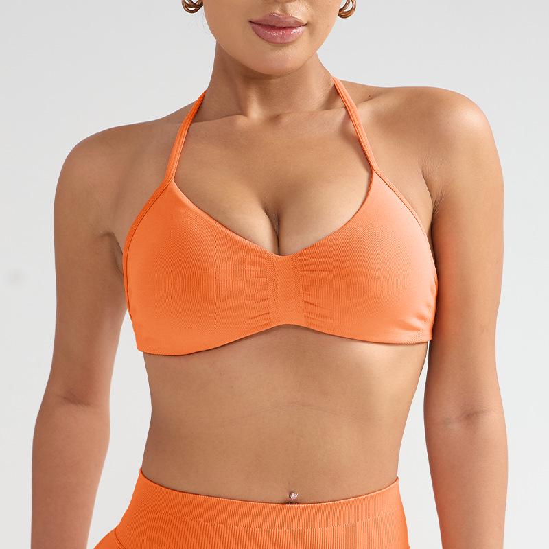 Dfyne Stoßfester Neckholder-Sport-BH mit Brustpolster - High-Intensity-Yoga-Camisole für Damen