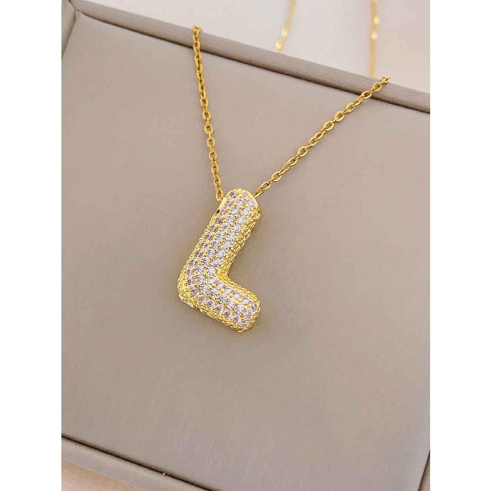 Necklace Female English Alphabet Necklace Female Hip Hop Full Zircon Delicate Clavicle Chain Personality Necklace