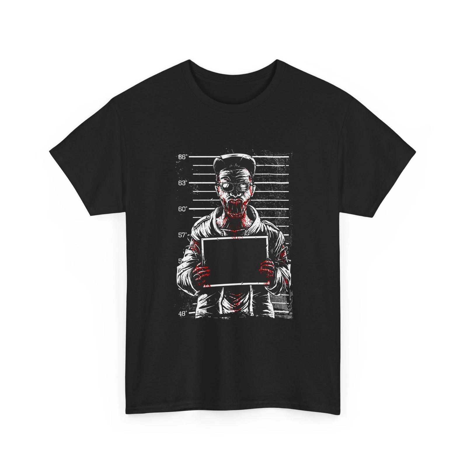 Zombie Mugshot T-Shirt | Horror Prisoner Graphic Shirt, Creepy T-Shirt, Cotton M