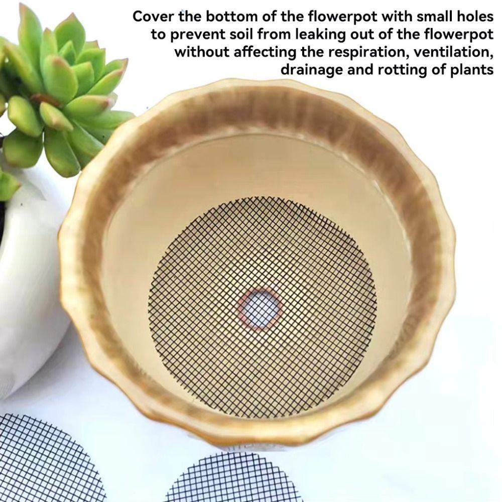 50PCS/Set Plastic Flower Pot Hole Mesh Pad Prevent Soil Loss Breathable Bonsai Drainage Screens Round Flower Pot Bottom Mat