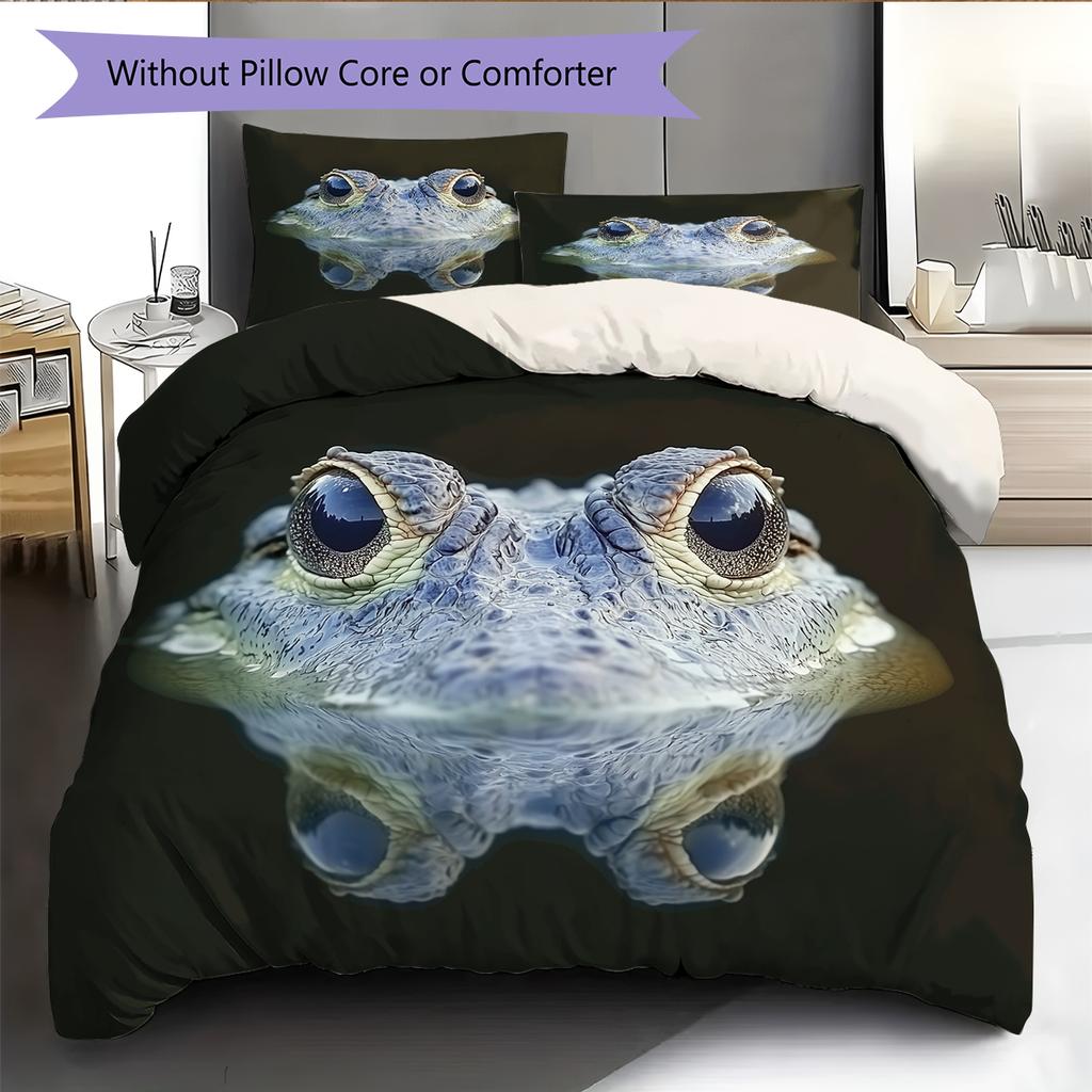 Black Crocodile Pattern Bedding Home Decoration Birthday Gift (1 * Duvet Cover + 2 * Pillowcase, Without Core)