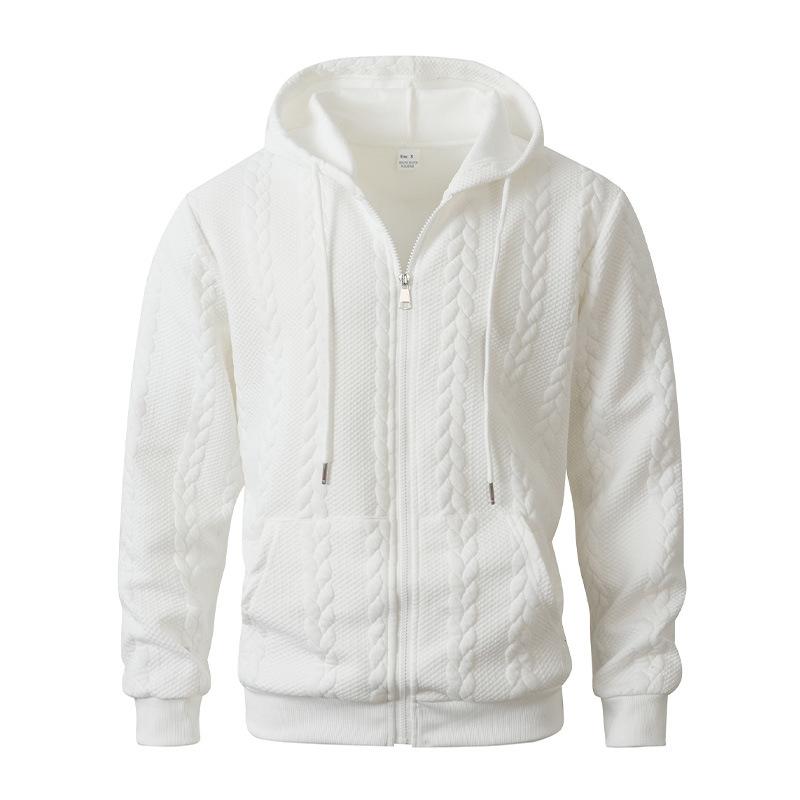 

2026 Autumn and Winter New Solid Color Casual Zipper Hooded Sweatshirt Jacket S белый