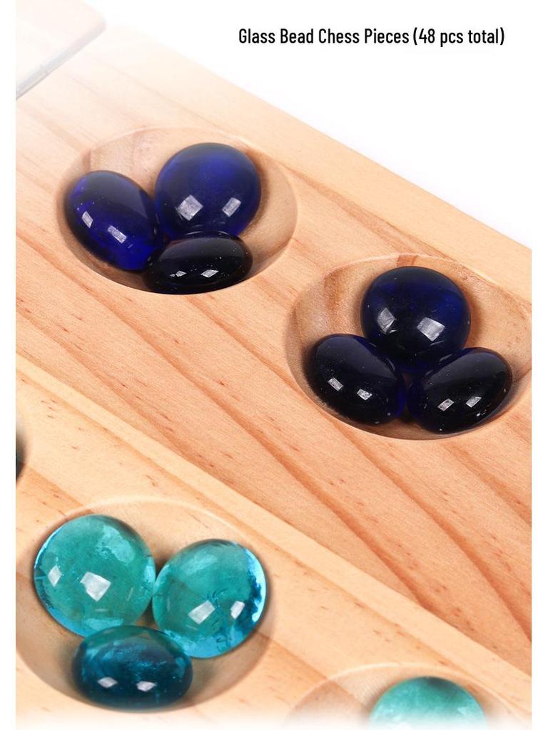 Pine Wood Gemstone Mancala Board: Educational Toy for Spatial Thinking