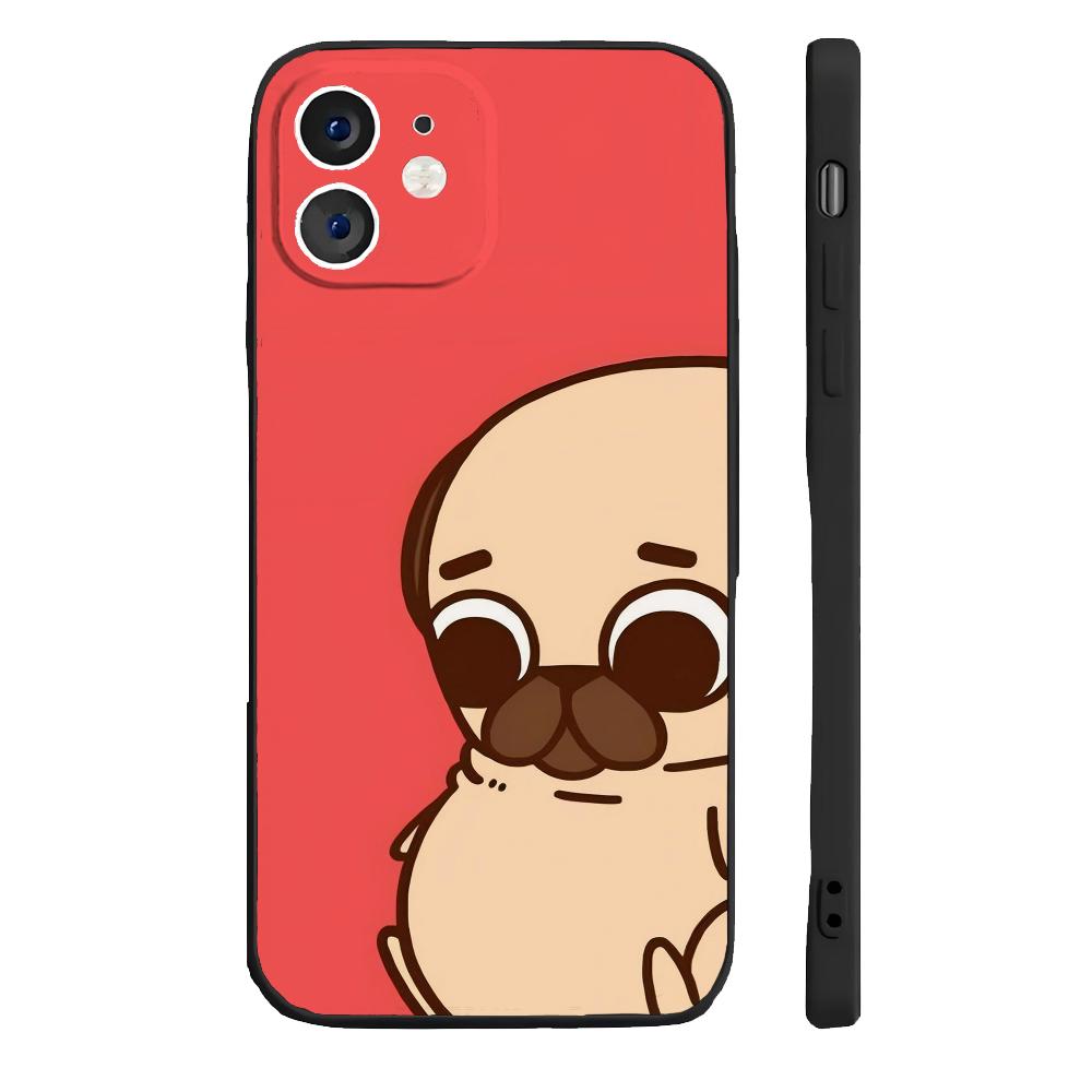 P-Puglie Dog Pug Phone Case Silicone Soft For IPhone 16 15 14 13 12 11 Plus Pro Max Plus
