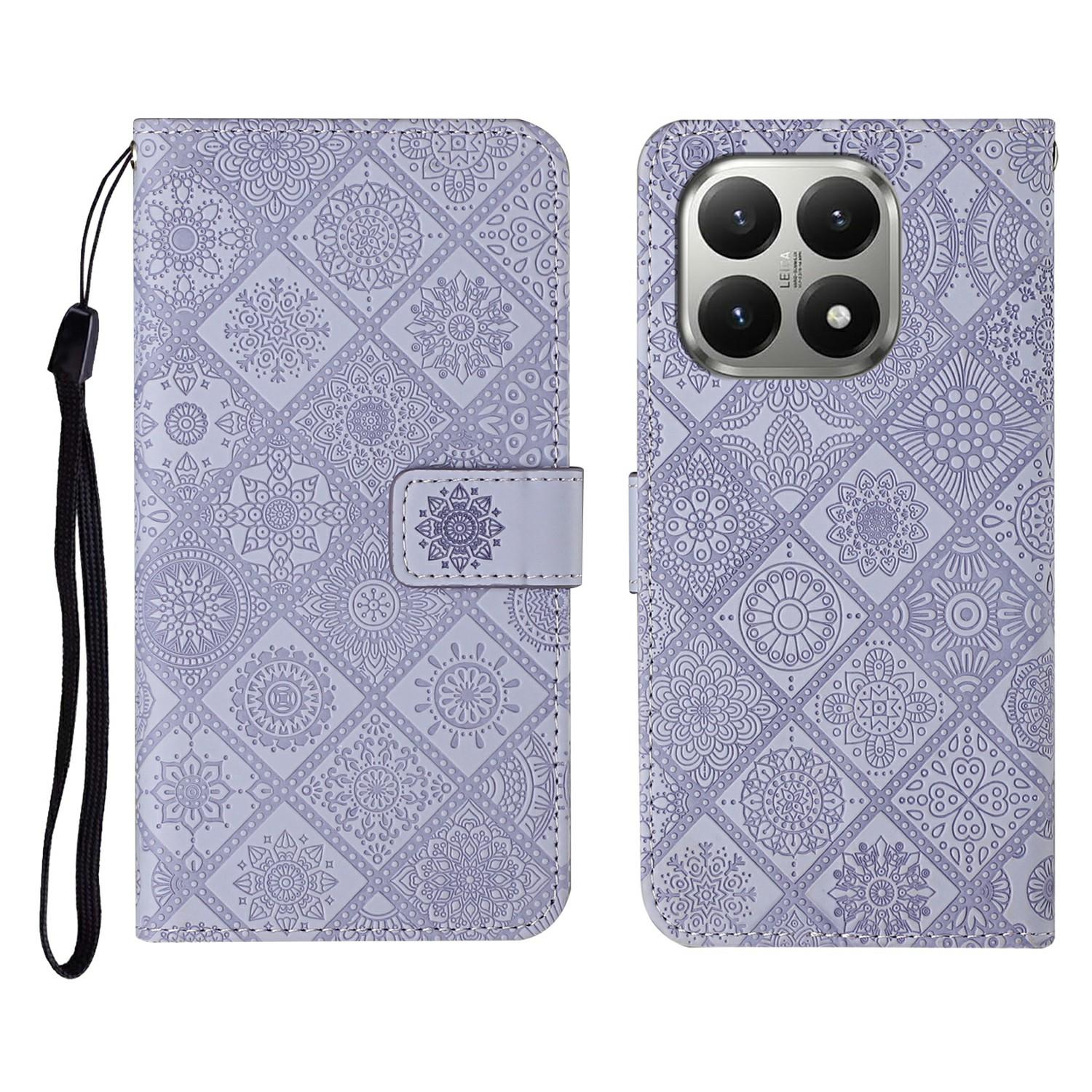 

For Xiaomi 15T Case Leather Case Ethnic Style Wallet Phone Cover with Strap