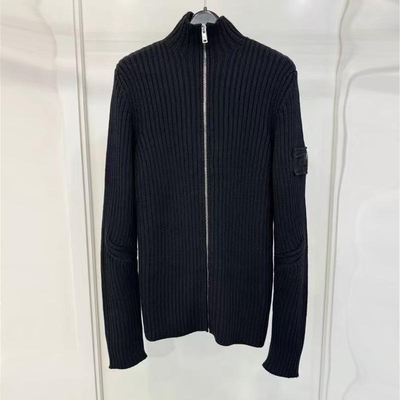 

Men s Slim Fit Ribbed Pure Cotton Knitted Sweater with Double-Headed Zipper Design in Dark Style XL чорний
