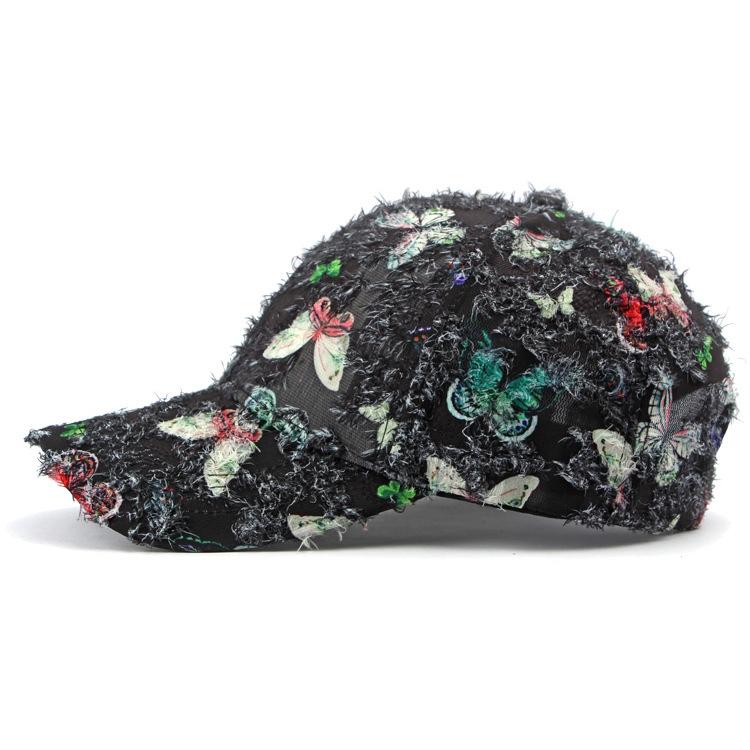 Women's Summer Sunscreen Butterfly Printed Hard Top Baseball Cap