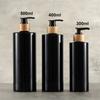 300/400/500ml Soap Dispenser Bottle Bamboo Shampoo Body Wash Conditioner With Bamboo Wood Pump Head Refill Lotion Sub Bottling