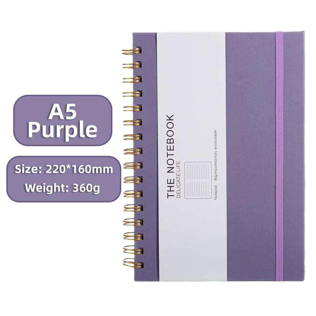 200-Page Thickened Hardcover Spiral Notebook with Horizontal Lines for Office & Study