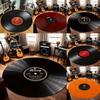 Retro Vinyl Record Carpet Music Practice Room Non Slip Floor Rug for Living Room, Bedroom, Office Decor Fashionable Home Decor