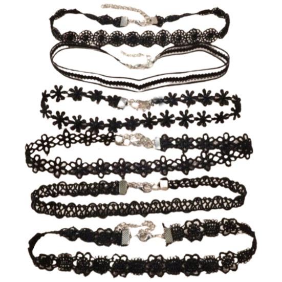 Женский браслет-колье с вышивкой в ​​стиле панк, готический комплект ювелирных изделий, подарок 6pcs чёрный