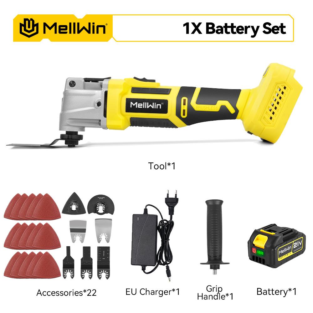 MELLWIN Børsteløs oscillerende multifunksjonsverktøy Renovator Elektrisk sag Trimmer Klippe trebearbeidingsmaskin For 21V 18V Batteri