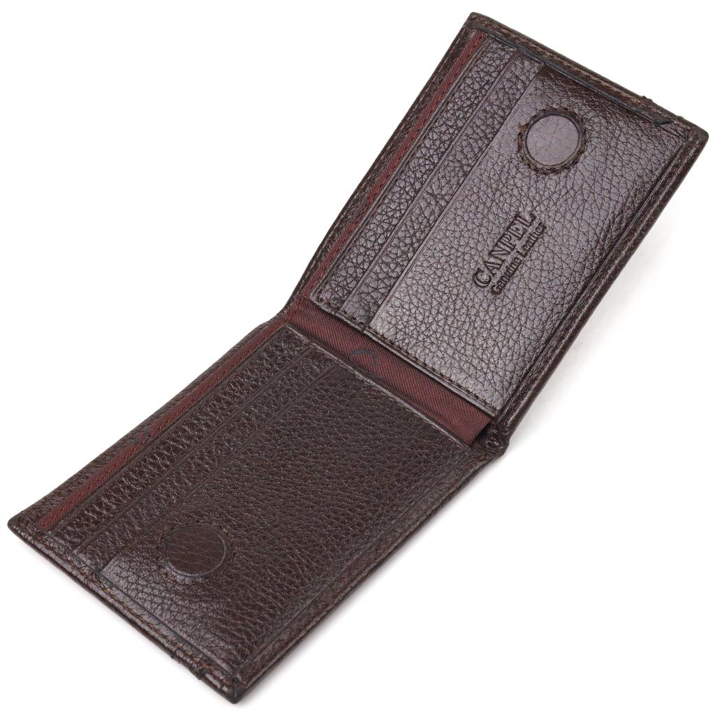 Reliable Male Clip Made of Genuine Grained Leather CANPELLINI Money Clip 21517 Brown