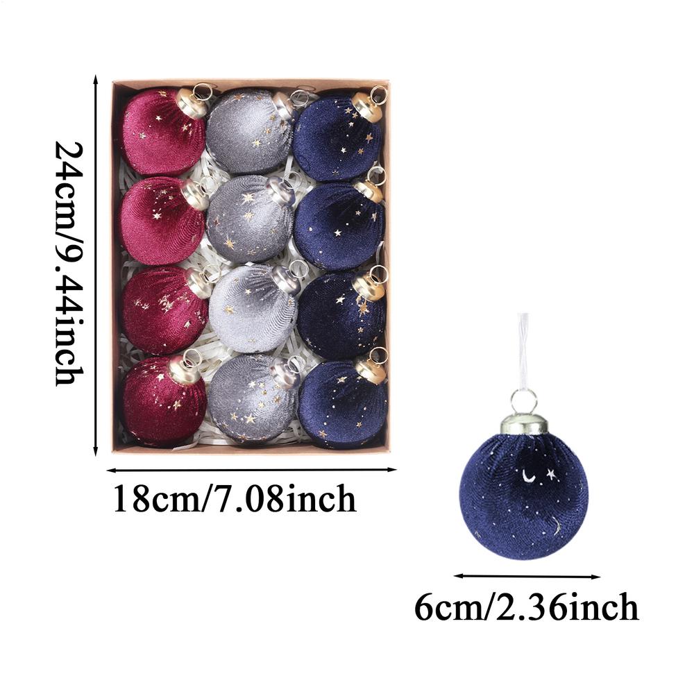 

12Pcs/set Christmas shiny velvet balls Christmas Tree Hanging Pendant for Thanksgiving Home Holiday Party decorations 6cm