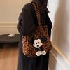 Niche design leopard print casual fashion bag women's new Mickey doll tote bag large capacity lightweight shopping bag