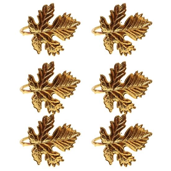 6Pcs Napkin Rings Durable Decorative Sturdy Maple Elegant Leaf Shape Colorfast Exquisite Home Restaurant