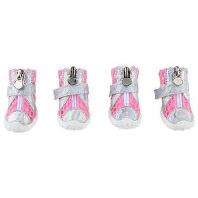 4pcs Dog Booties Summer Stylish Lightweight Breathable Mesh Slip Resistant Sole Puppy Paw Protector