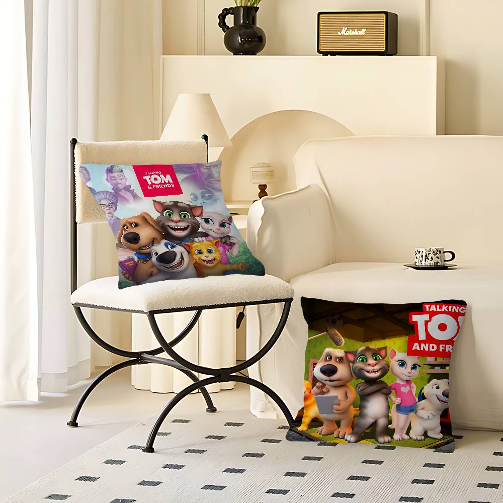 Talking Tom And Friends Maple Design Cushion Cover Happy Autumn Harvest Decor Holiday Decorati Pillow Cover