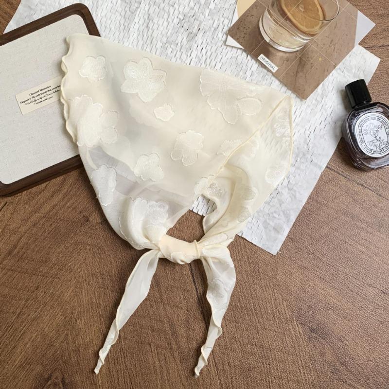 Headscarf summer women's pastoral new fresh and breathable triangle scarf scarf women's small scarf lace silk scarf high-end headband