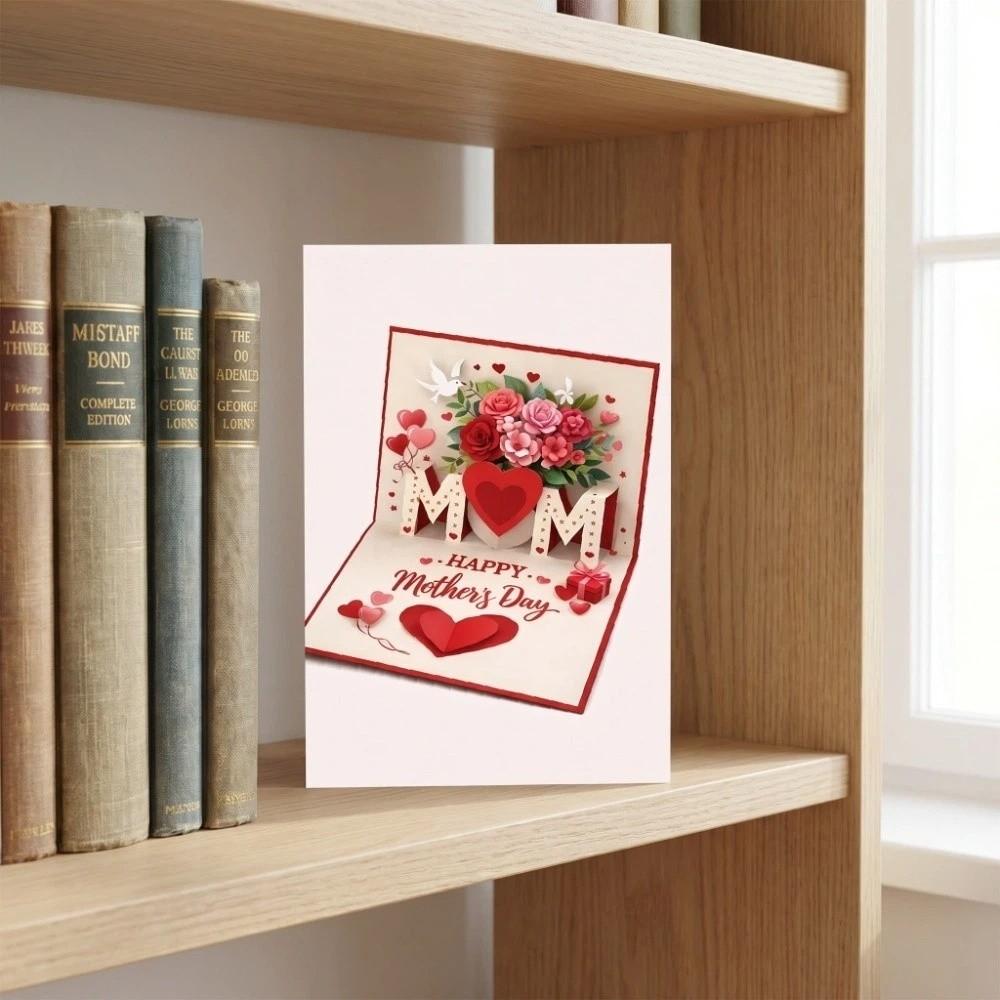 Rose Heart Patterns Mother's Day Greeting Card Imitation 3D Invitation Card  Happy Mother's Day