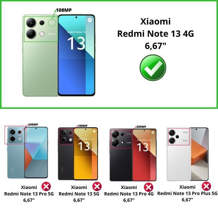 Tempered Glass for Xiaomi Redmi Note 13 4G [Pack 2] Phonillico® Screen Protector Glass Film