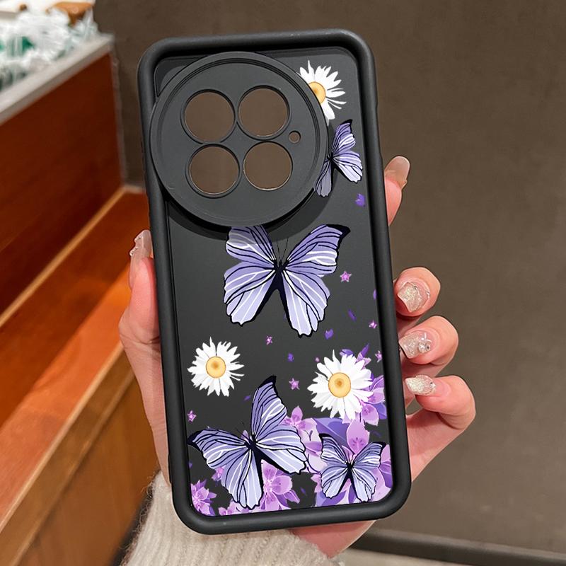 Shockproof Soft Silicone Case For OnePlus 13R 12R 11R 13 13T 12 5G Purple Butterfly Print TPU Phone Cover For OnePlus Ace 5 3 2 OnePlus 13