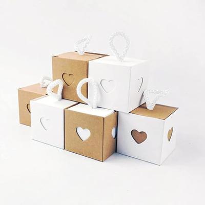 20 uds. Envoltorio para Regalo Papel Kraft Cajas de Caramelos Cajas de Recuerdos de Boda, Mini Cubo para Caramelos de Chocolate para Fiesta de Boda Navidad, Despedida de Soltera/Bebé