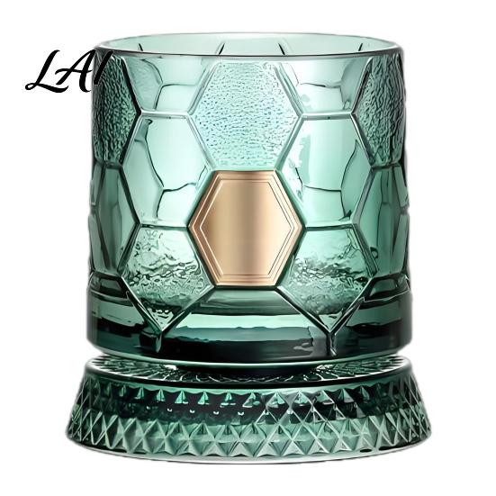 Whiskey Aroma Enhancer Glass Spinning Glass 360-degree Rotating Football Shaped Tumbler 245ml