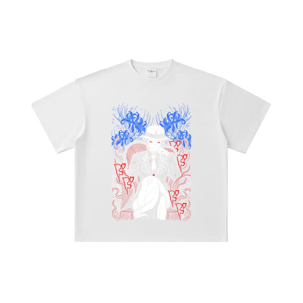 260 GSM Double Yarn 32 Count 100% Cotton Demon Slayer V38 Muzan Print Unisex Heavy Cotton T Shirt