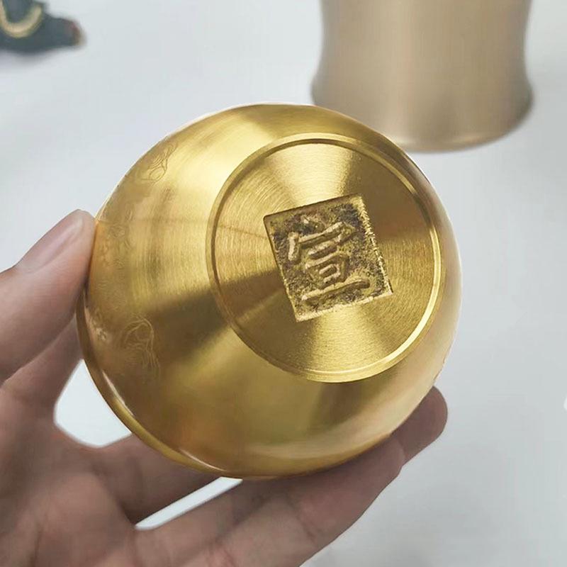 Brass Baifu Cup Rice Jar, Fortune Gathering Jar Living Room Study Copper Ornamen