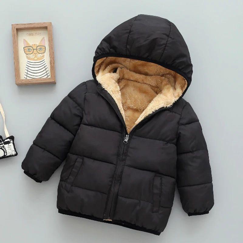 Winter Baby Kids Fleece Jacket for Children Cartoon Coats Autumn Boys Warm Hooded Down Jackets Girls Plush Warm Outerwear