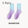 5 Pairs of Female Spring and Autumn Sports Color Gradient Color Tube Socks