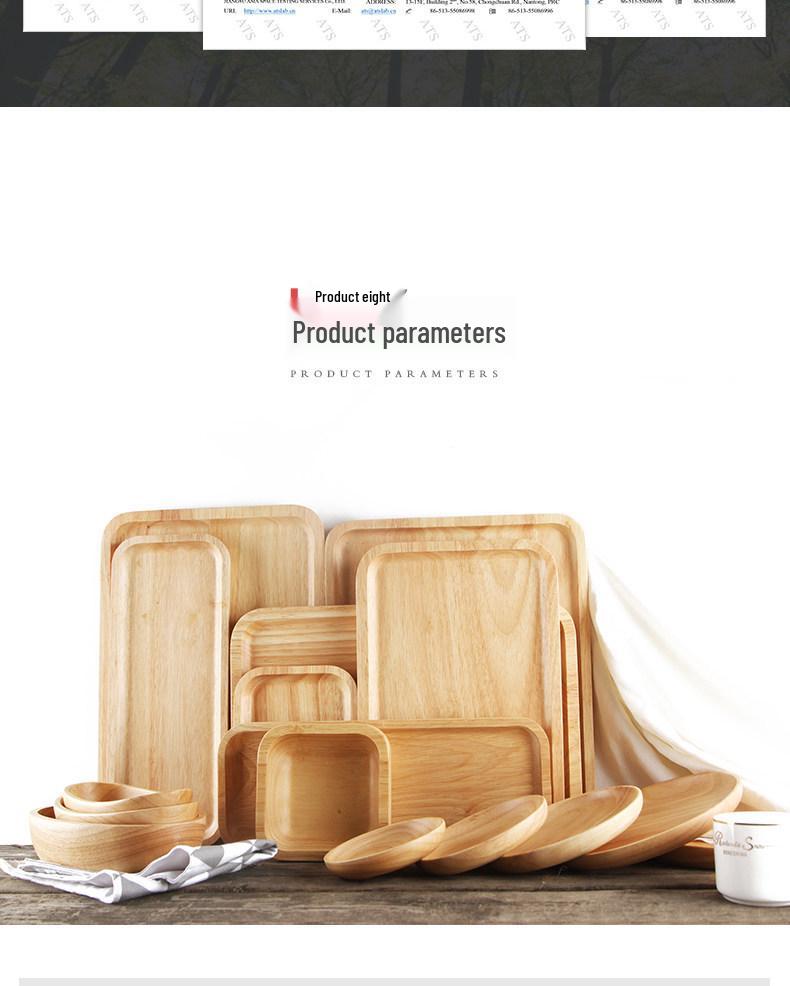 Japanese-Style Solid Wood Rectangular Tea and Cake Tray