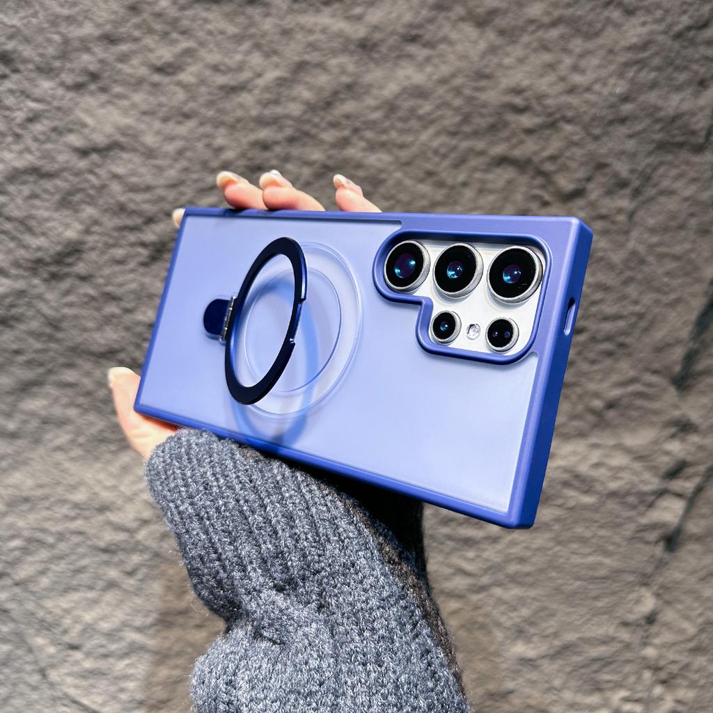 Suitable for Samsung S25 Ultra Magnetic Bracket Mobile Phone Case S24FE Matte Skin Feeling S23 Anti Fall Protection Case