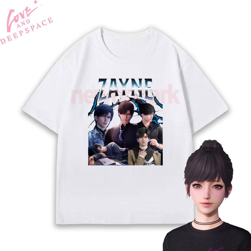 Zayne Love and Deepspace Otome Game Tshirt Woman Man Couple Girlfriend Cartoon Anime Cotton Graphic T Shirts Oneck Shortsleev