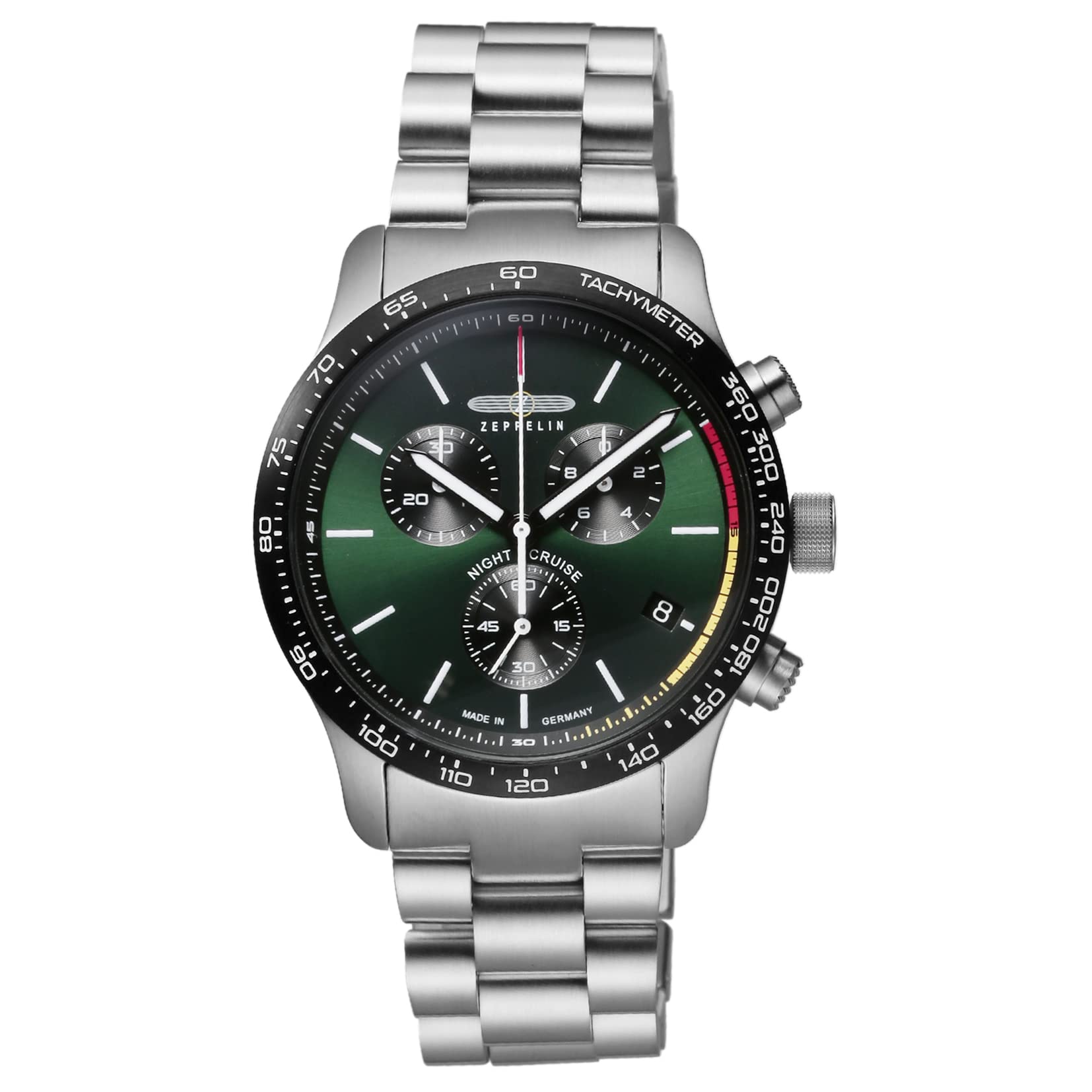 

[Zeppelin] Wristwatch NIGHT CRUISE Green Dial Stainless Steel Quartz 42MM Germany Watch 7288M4 Men s [Used]