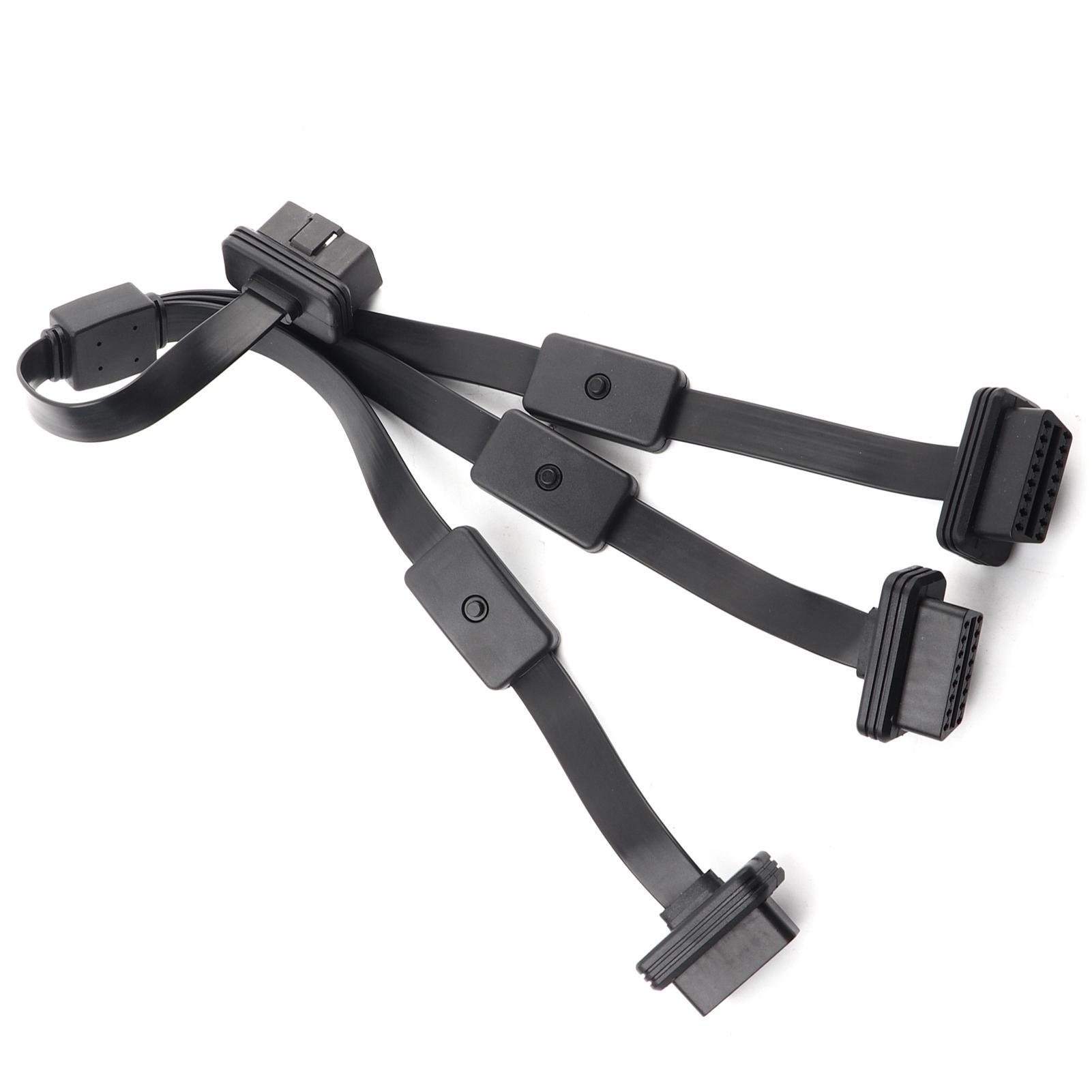 

16 Pin 1 Male to 3 Female OBD2 Extension Cable Adapter Connector With ON OFF Switch