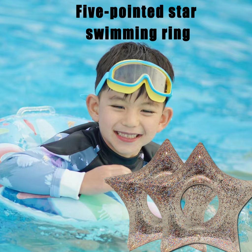 3pcs Five-pointed Star Sequin Transparent Swimming Ring Children Adult Water Sports Pool Ring Floating Beach Party Toy