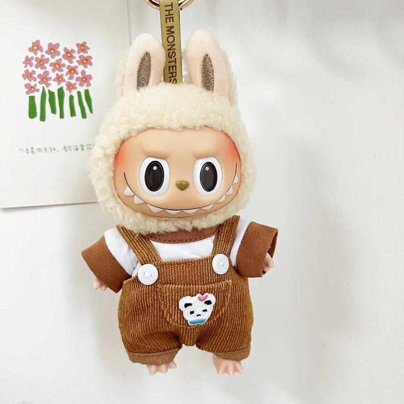 17cm Labubu Doll Clothes: Ice Cream Overalls - Cute Pendant Blind Box