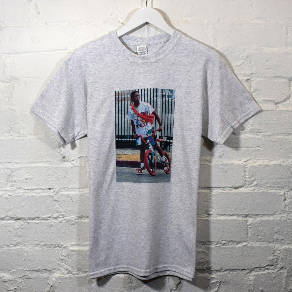 Actual Fact Asap Rocky Bike Printed Ash Grey T-Shirt A$Ap Hip Hop