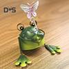 Statuie de grădina broaște, ornament de broască de fier lucrat manual, figurină de broască de colecție pentru curte, balcon, decor interior, birou de birou