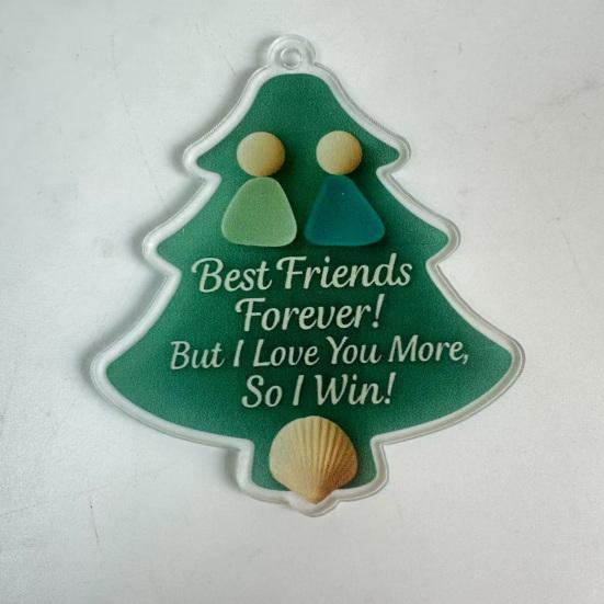 Christmas Pendant Xmas Tree Stocking Shape 2D Acrylic Seaside Festive Decoration with Lanyard Beach House Holiday Decor